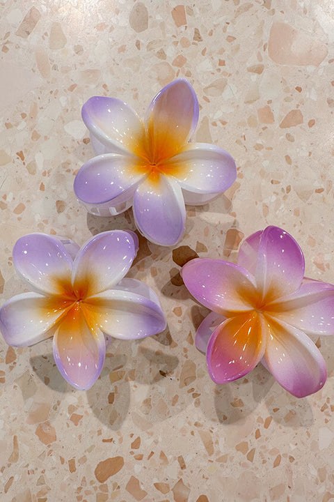 Frangipani Claw Clip - Lilac and Yellow