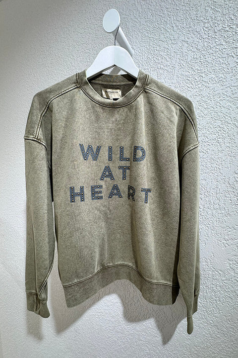 Wild At Heart Studded Retro Sweater - Khaki
