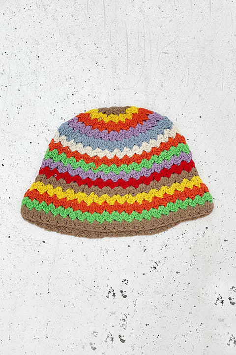 Crochet Cotton Bucket Hat - Multi Pastel