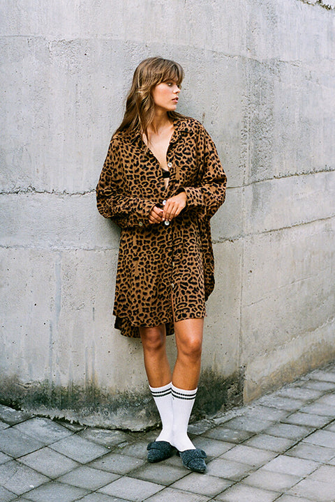Classic Oversized Boyfriend Shirt - Leopard