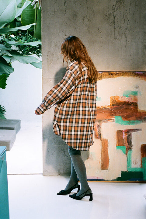 Classic Oversized Boyfriend Shirt - Flannel Winter Brown
