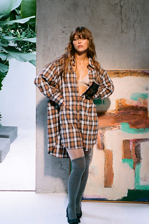 Classic Oversized Boyfriend Shirt - Flannel Winter Brown