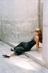 Noir Lace Maxi Slip - Black Lace