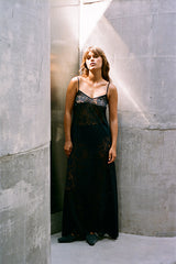 Noir Lace Maxi Slip - Black Lace