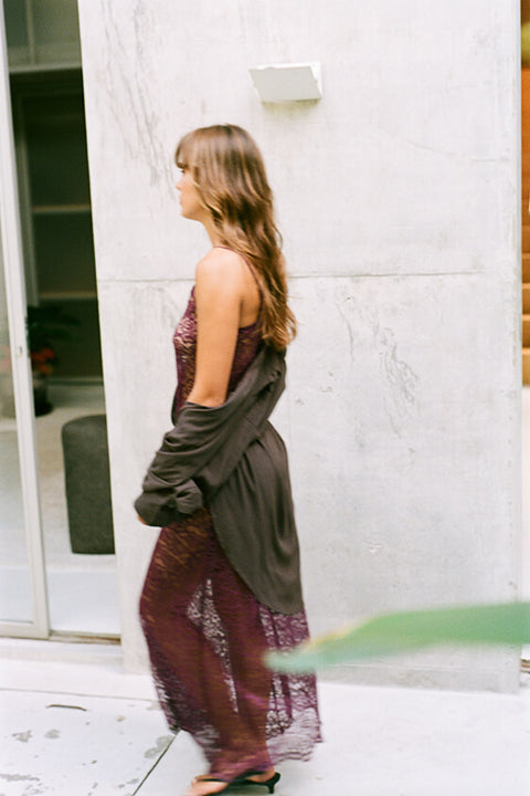 Noir Lace Maxi Slip - Grape