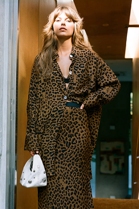 Lou Bias Slip Skirt - Leopard