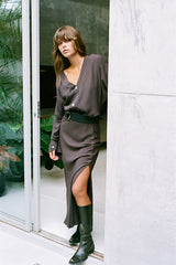 Maggie Long Sleeve Crop - Chocolate Fujiette