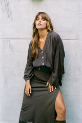 Maggie Long Sleeve Crop - Chocolate Fujiette