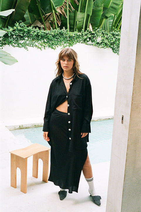 Lou Bias Slip Skirt - Black Fujiette