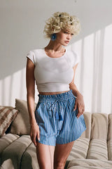 Safari PaperbagBoxer Shorts - Blue & White Racer Stripe