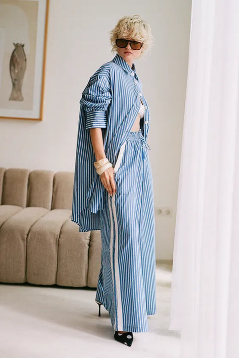 Safari Paperbag Pant - Blue & White Racer Stripe