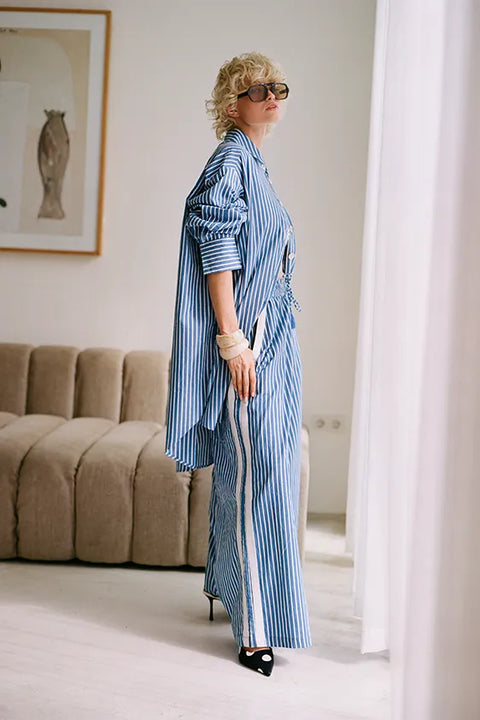 Safari Paperbag Pant - Blue & White Racer Stripe