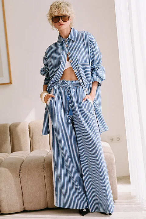 Safari Paperbag Pant - Blue & White Racer Stripe
