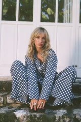Safari Paperbag Pant - Denim Polka dot