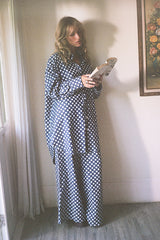 Classic Oversized Boyfriend Shirt - Denim Polka Dot