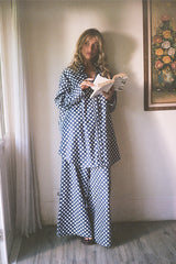 Classic Oversized Boyfriend Shirt - Denim Polka Dot