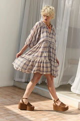 Mini Smock Dress - Blue Check