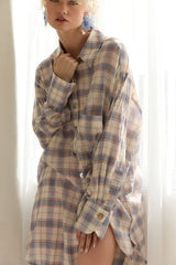 Classic Oversized Boyfriend Shirt - Blue Check