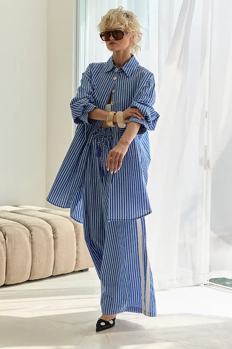 Safari Paperbag Pant - Blue & White Racer Stripe