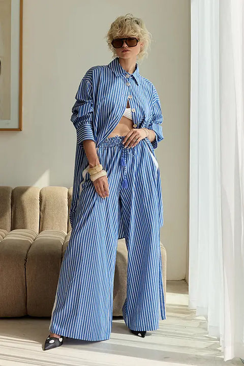 Safari Paperbag Pant - Blue & White Racer Stripe
