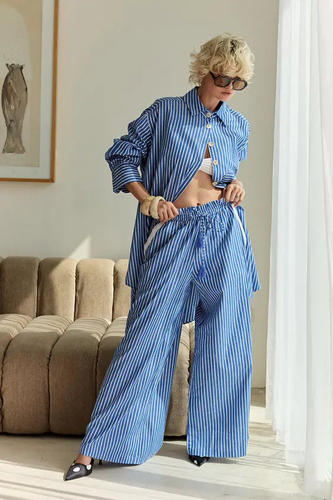 Safari Paperbag Pant - Blue & White Racer Stripe