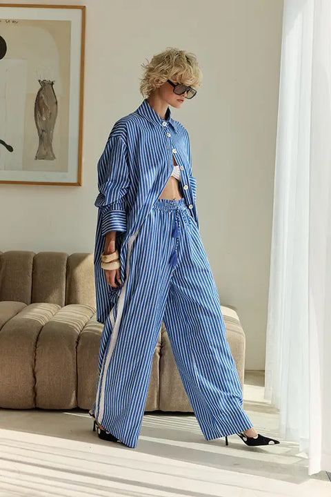 Safari Paperbag Pant - Blue & White Racer Stripe