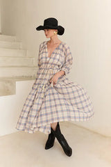 Midi Smock Dress - Blue Check
