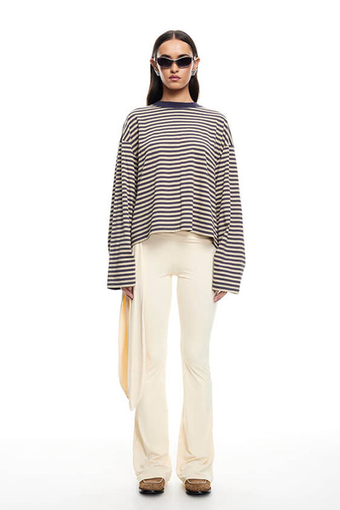 Bloom Long Sleeve Top - Beige Stripe