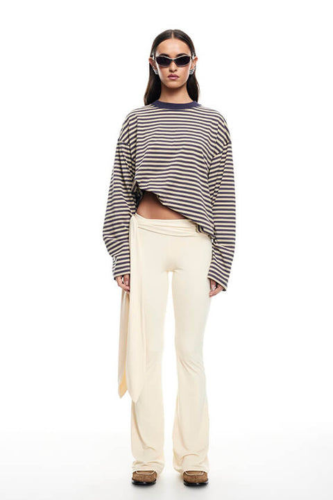 Bloom Long Sleeve Top - Beige Stripe