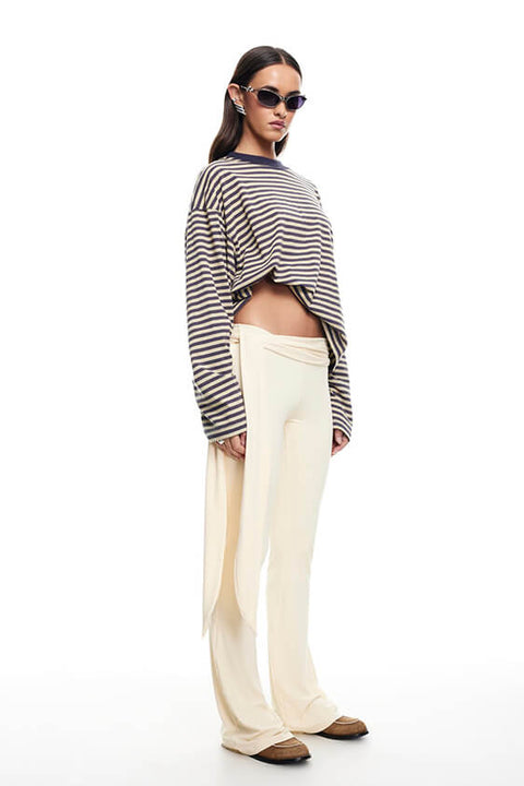 Bloom Long Sleeve Top - Beige Stripe