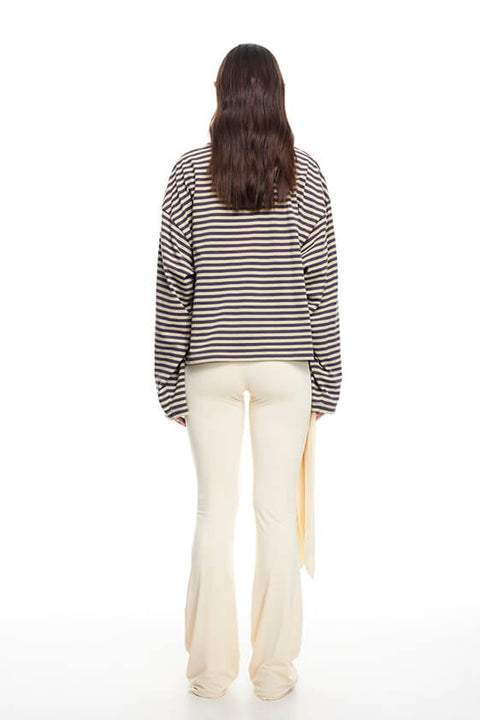 Bloom Long Sleeve Top - Beige Stripe