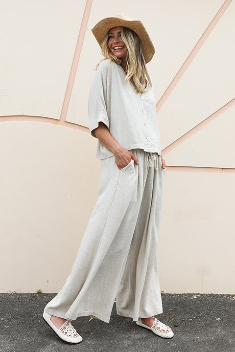 Maggie Crop - Natural Linen