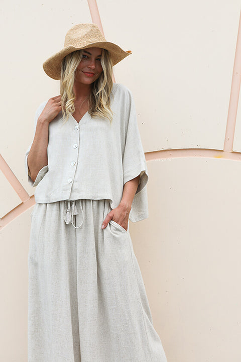 Maggie Crop - Natural Linen