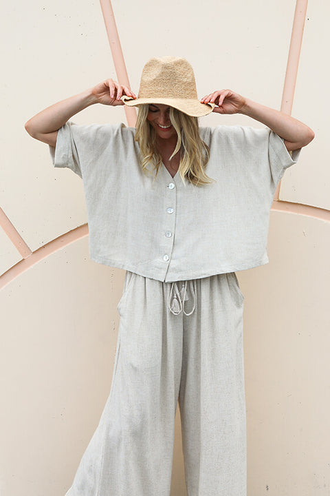 Maggie Crop - Natural Linen