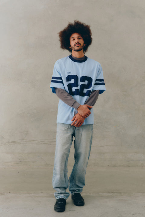 22 Motion Tee - Powder Blue and Navy