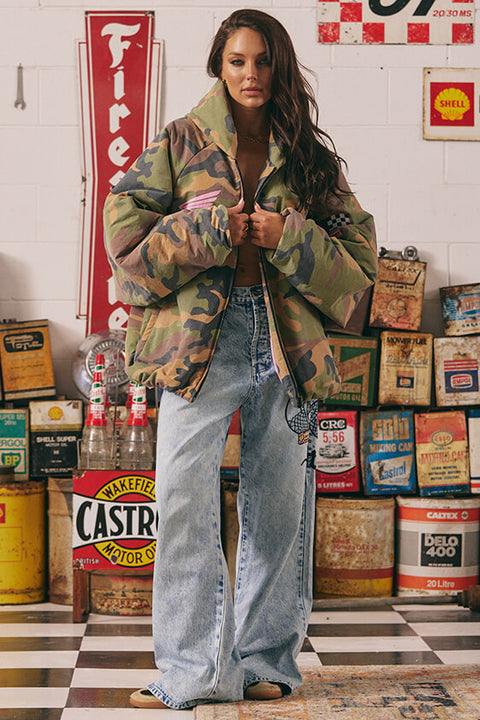 Be Kind Bomber Jacket - Camo