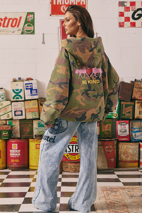 Be Kind Bomber Jacket - Camo