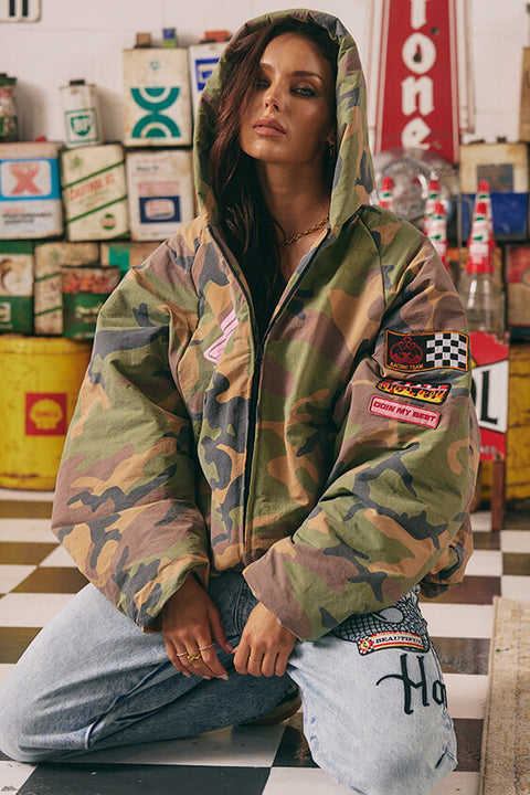 Be Kind Bomber Jacket - Camo