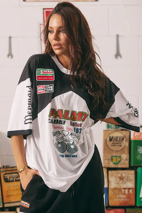 Mermaid Racing Very Oversized Tee - Black/White