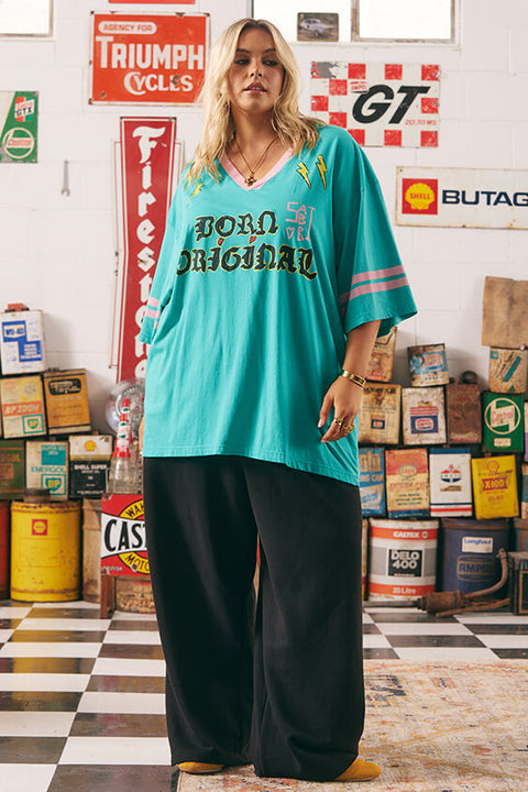 The Born Original Tee - Teal & Pink