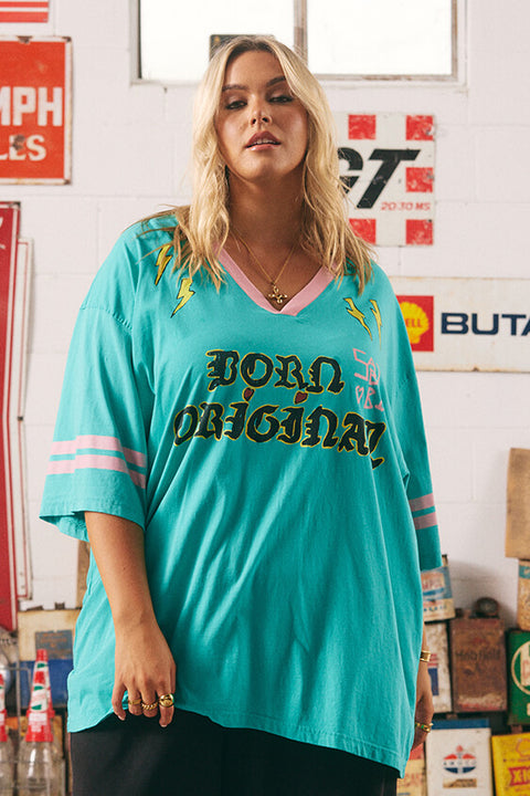 The Born Original Tee - Teal & Pink