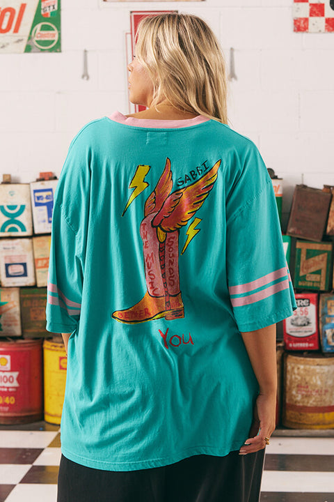 The Born Original Tee - Teal & Pink