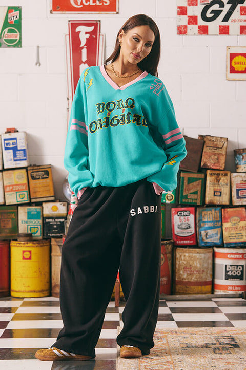 The Born Original Jumper - Teal & Pink