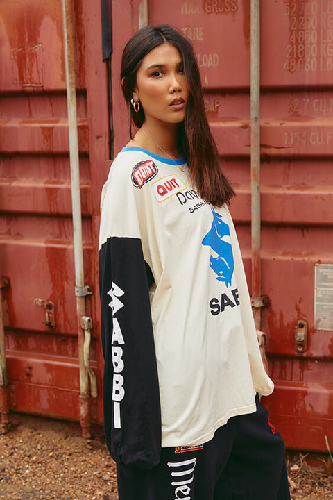 Don't Quit Your Day Dream Long Sleeve Tee - White & Black