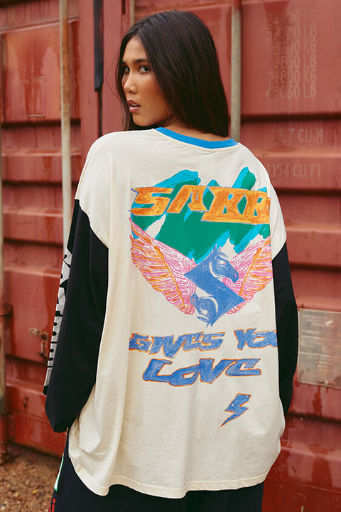 Don't Quit Your Day Dream Long Sleeve Tee - White & Black