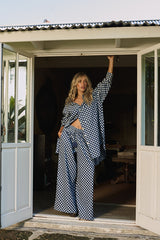 Safari Paperbag Pant - Denim Polka dot