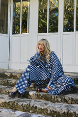 Safari Paperbag Pant - Denim Polka dot
