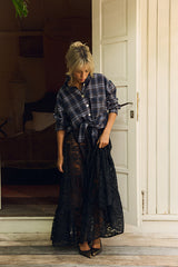 Noir Luxe Lace Skirt - Black