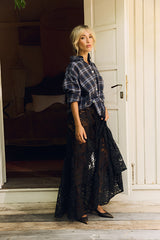 Noir Luxe Lace Skirt - Black
