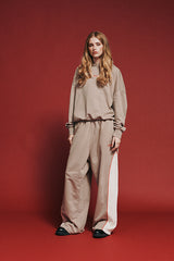 Acid wash Track Pants- Beige